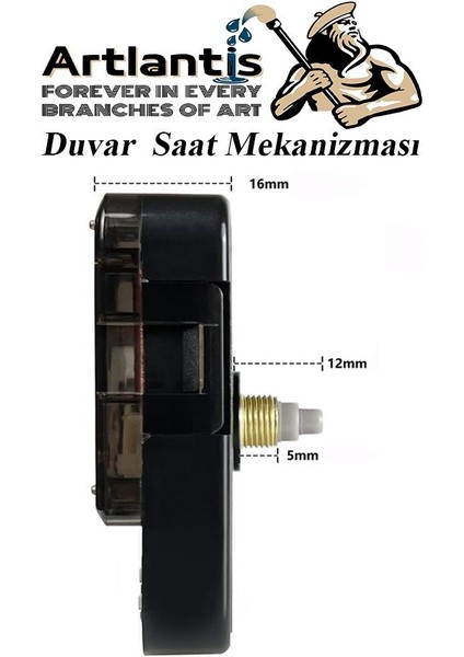 Duvar Saat Mekanizması 1 Adet 10 mm Şaft Sessiz Saat Motoru Akrep Yelkovan Okul Deney Saat Yapım