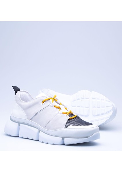 Kalın Taban Üstten Sarı Bağcıklı File Detaylı Erkek Casual Ayakkabı fiyatları