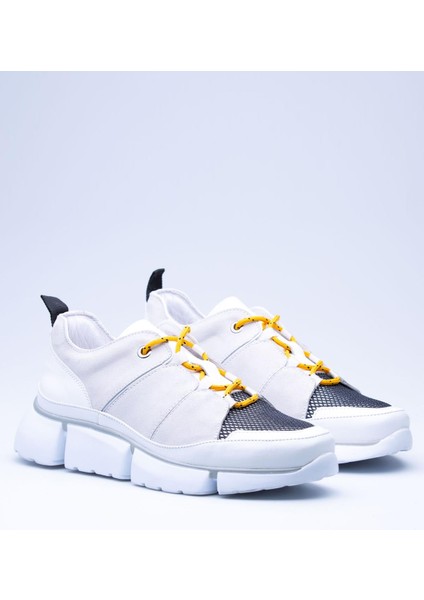 Kalın Taban Üstten Sarı Bağcıklı File Detaylı Erkek Casual Ayakkabı modelleri