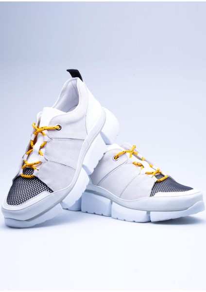 Kalın Taban Üstten Sarı Bağcıklı File Detaylı Erkek Casual Ayakkabı indirimleri