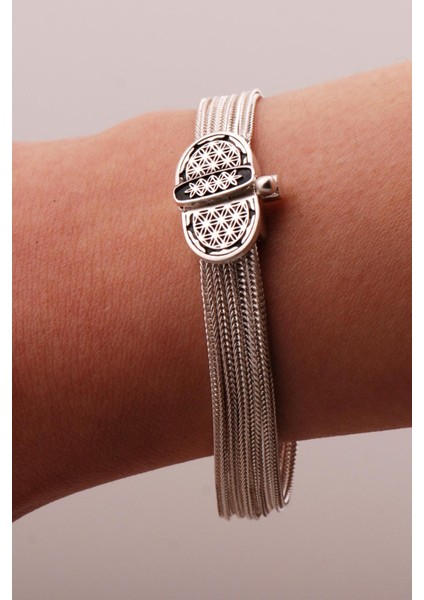 Yaşam Çiçeği Hasır Elişi Gümüş Bileklik 4313 fiyatları