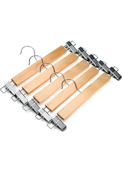 5 Adet Mandallı Etek Askısı Tutmalı Ahşap Askı Elbise Askısı 1. Kalite Ahşap Pantolon Askı Etek Askı