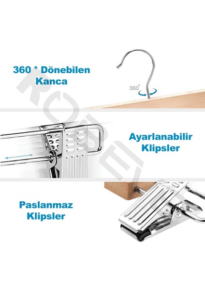 5 Adet Mandallı Etek Askısı Tutmalı Ahşap Askı Elbise Askısı 1. Kalite Ahşap Pantolon Askı Etek Askı modelleri