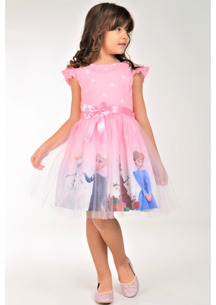Elsa Karlar Kraliçesi Kız Çocuk Parti Elbisesi