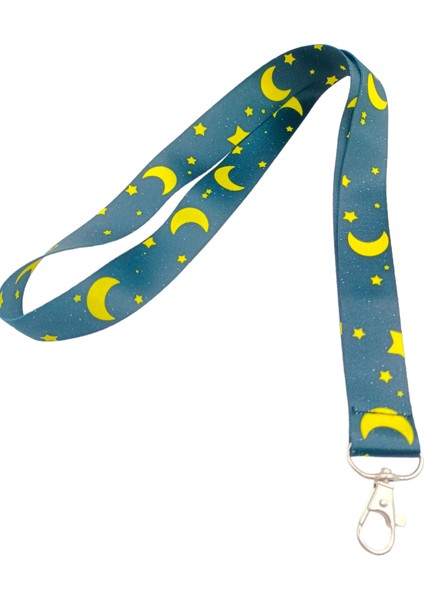 Ciccibiccishop Siyah Zeminli Yıldız ve Ay 25 Mm(Geniş) Boyun Askı Ipi