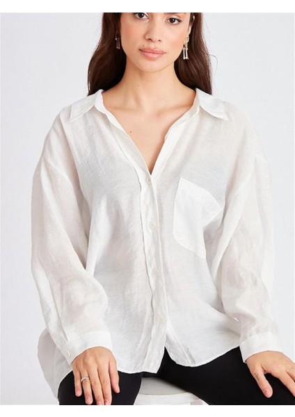 4612 Omzu Düşük Oversize Gömlek Beyaz fiyatları