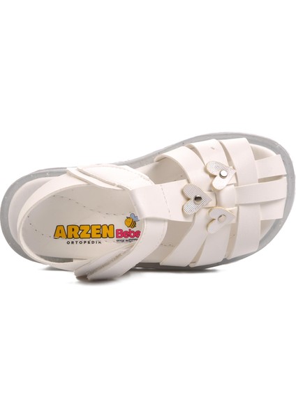 Arz 1422-B Beyaz Bebek Sandalet