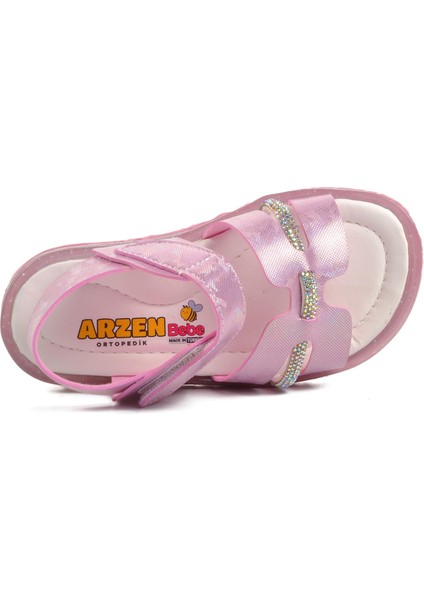 Arz 4222-B Pembe Simli Bebek Sandalet