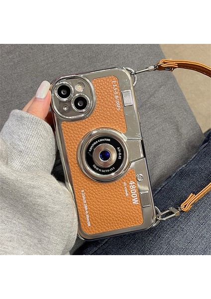 Apple Iphone 14 3D Kamera Motifli Askılı Photo (Foto) Lüx Kılıf