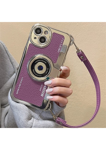 Apple Iphone 13 3D Kamera Motifli Askılı Photo (Foto) Lüx Kılıf