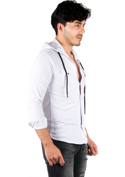 Kapüşonlu Cepli Slim Fit Likralı Kot Gömlek 2300396 fiyatları