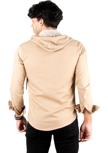 Kapüşonlu Cepli Slim Fit Likralı Kot Gömlek 2300396 indirimleri