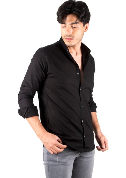 Çizgi Desenli Hakim Yaka Flamlı Keten Uzun Kollu Gömlek 2201895 fiyatları