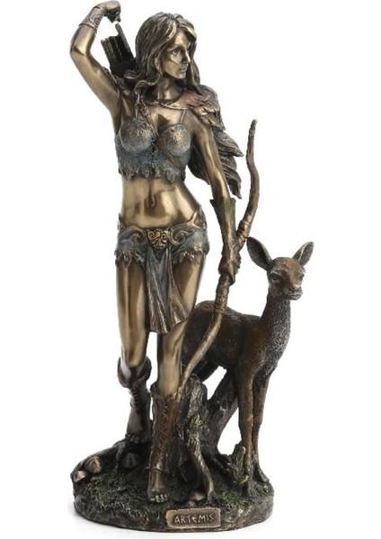 Bronz Renk Mitolojik Artemis Figürü 25CM