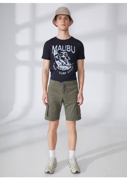 Normal Bel Slim Fit Haki Erkek Bermuda Şort Fmellısarmy