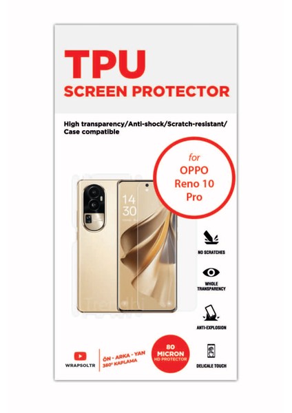Oppo Reno 10 Pro 360 Derece Full Body Ön Arka ve Yan Ekran Koruyucu Film