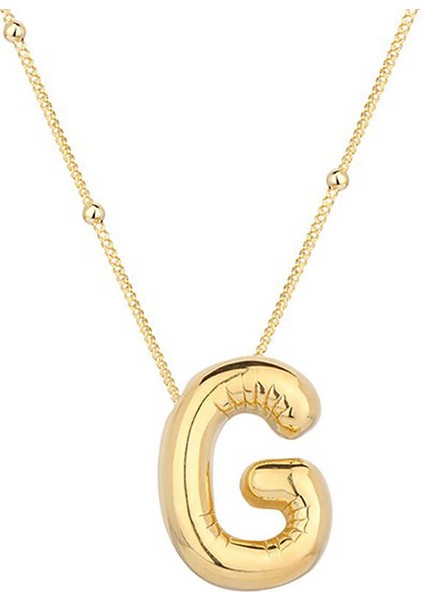 Gümüş Gold Balon G Harfi Kadın Kolye