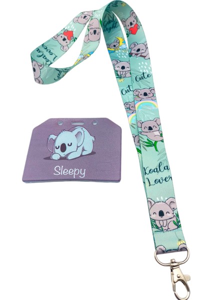 Ciccibiccishop Koala Boyun Askı Ipi ve Silikon yatay Kart Tutucu