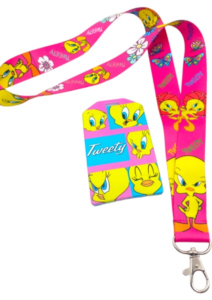 Ciccibiccishop Twety Sevimlikuş Pembe Boyun Askı Ipi ve Silikon Dik Kart Tutucu