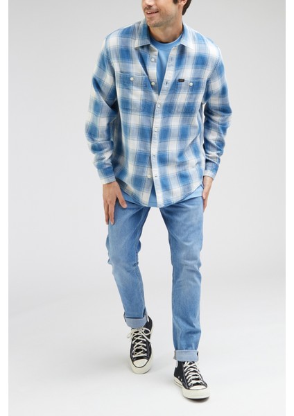 Regular Fit Normal Kesim %100 Pamuk Indigo Gömlek