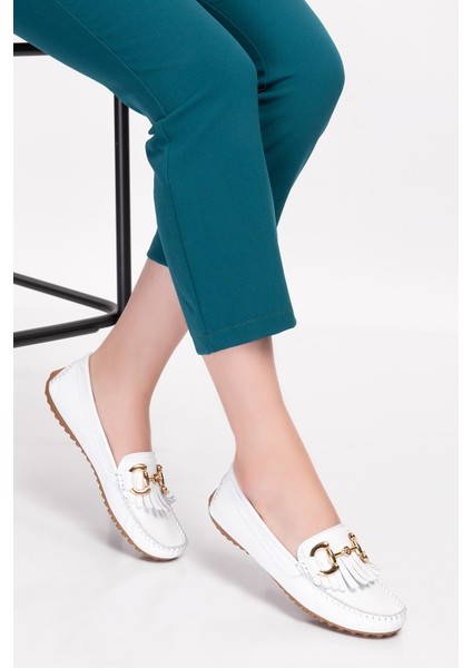 Hakiki Deri Süet Esnek Hafif Rahat Loafer SW.755 - Beyaz - 36 fiyatları