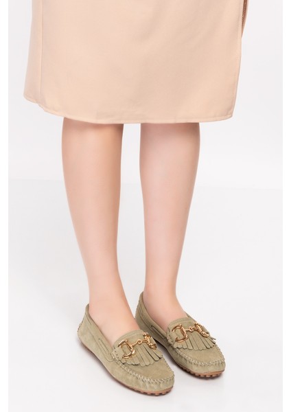 Hakiki Deri Süet Esnek Hafif Rahat Loafer SW.755 - Haki - 40 fiyatları