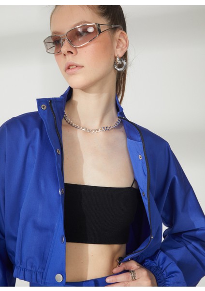 Loose Fit Düz Yaka Düz Mor Kadın Gömlek K-Lavına