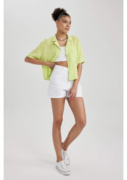 Coool Oversize Fit Pijama Yaka Kısa Kollu Kısa Kollu Gömlek W6864AZ23SP