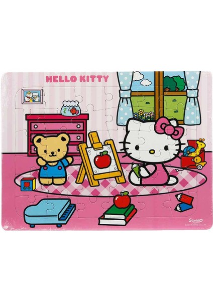 36 Parça Puzzle: Hello Kitty Resim Yapıyor