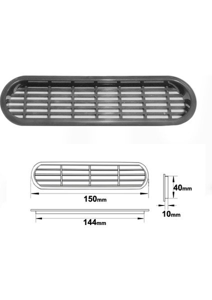 Plastik Menfez Oval Gri