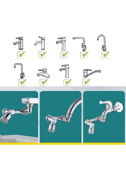 1080 Derece Dönebilen Robotik Kol Musluk Başlığı - Musluk Uzatma Aparatı Ucu