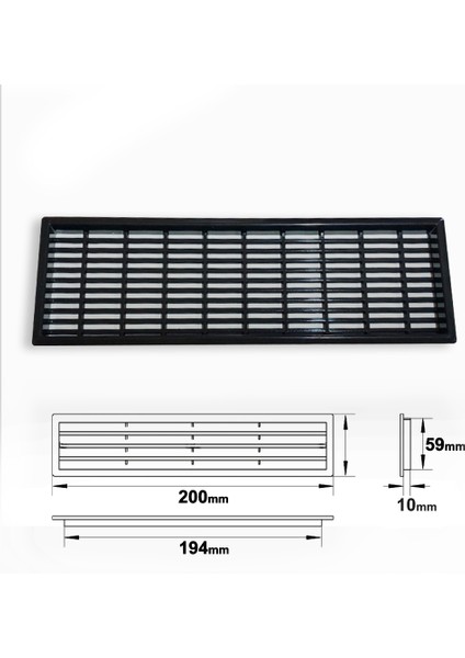 Plastik Menfez Dikdörtgen Siyah