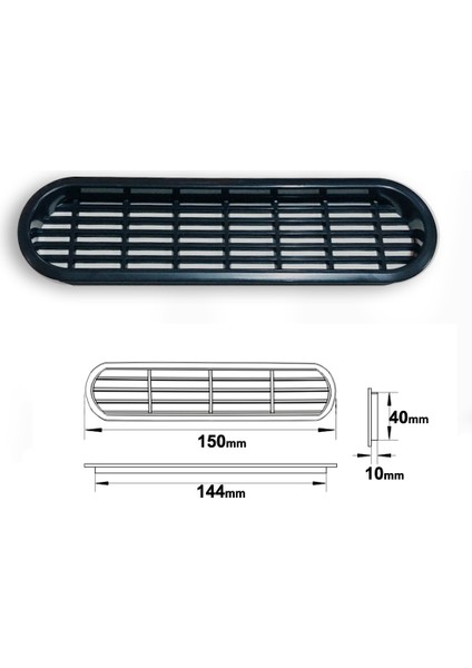 Plastik Menfez Oval Siyah