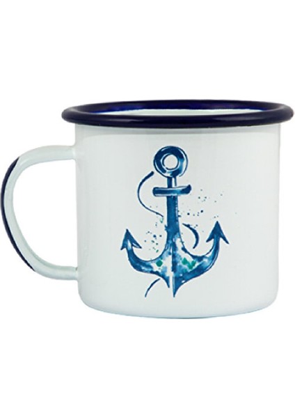 Çapa Emaye Mug Tekli Çelik Üzeri Emaye Kaplama Kupa 1 Adet