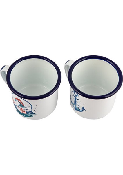 Çapa Emaye Mug Tekli Çelik Üzeri Emaye Kaplama Kupa 1 Adet