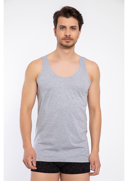 4 Adet Pamuk Penye Süprem Gri-Melanj Erkek Atlet -740 modelleri