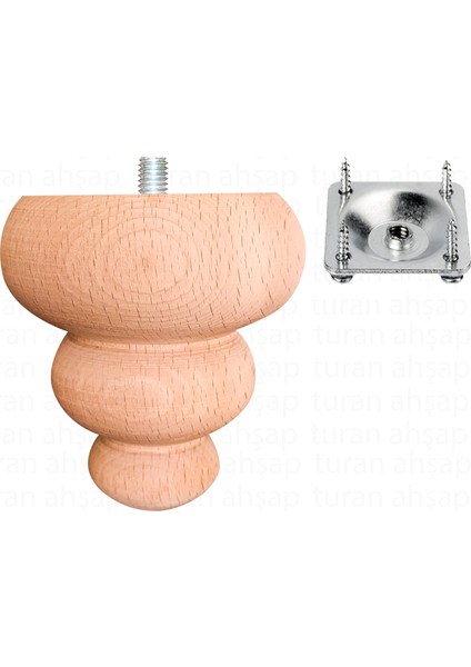 Sehpa Ayağı - Koltuk Ayağı - Ahşap Ayak - Uzunluk: 10 cm / Çap: 9.2 cm