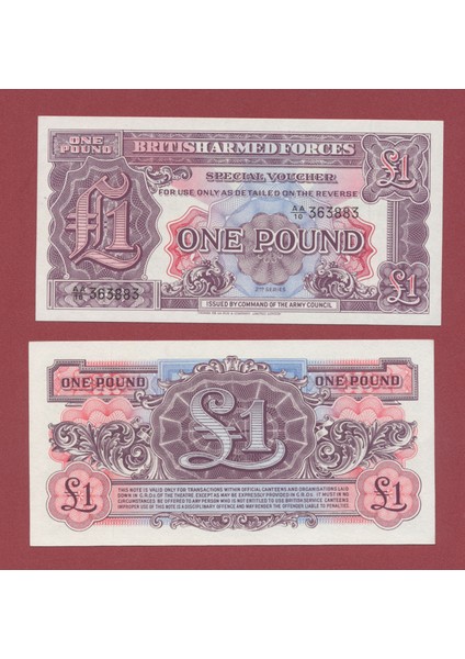 Ingiltere Great Britain Britsh Armed Forces 5 Shillings, 1 Pounds 3 Adet Çil Bankotlar