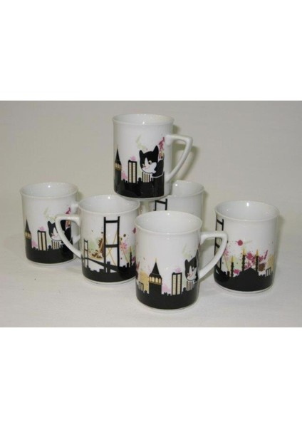 Cats By Lyn Kupa Cat İstanbul Kedi Porselen Beyaz Tekli 200 cc(PAKETTEN 1 ADET BARDAK ÇIKAR)