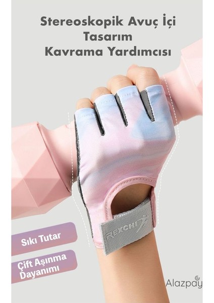 Terletmeyen Yarım Parmak Fitness Yoga Pilates Bisiklet Avuç Içi Kaymaz Silikon Spor Eldiven (1 Çift) indirimleri