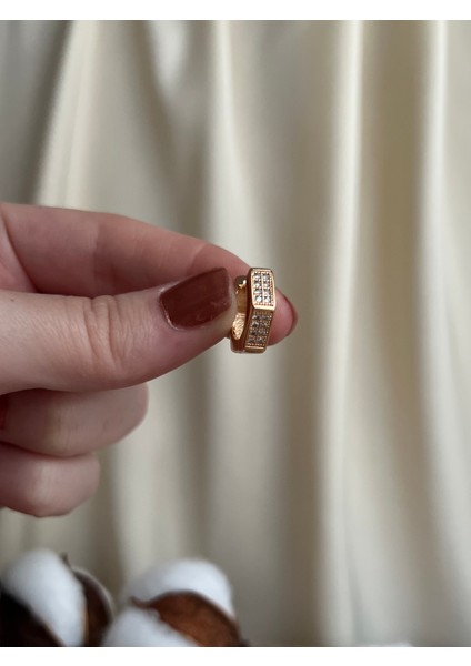 Kadın Zirkon Taşlı Kararmaz Beşgen Arkadan Kapanır Küpe modelleri