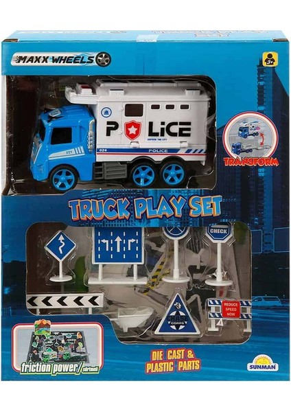 Araçlı Oyun Seti Polis Temalı Mavi Renkli 13 Parça Eğlenceli Set fırsatları