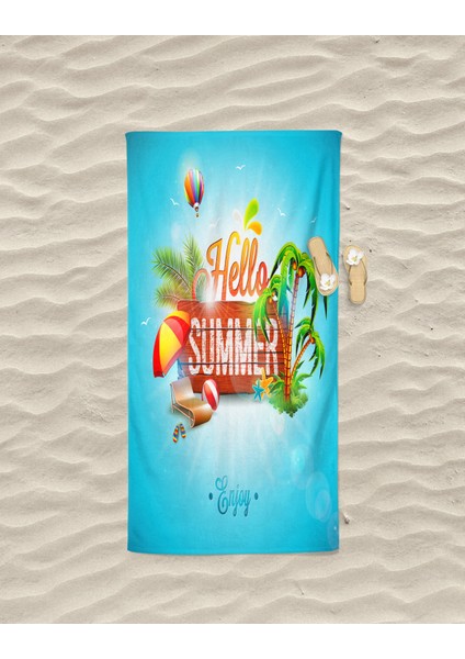 Erays Home Hello Summer Desenli Baskılı Plaj Havlusu