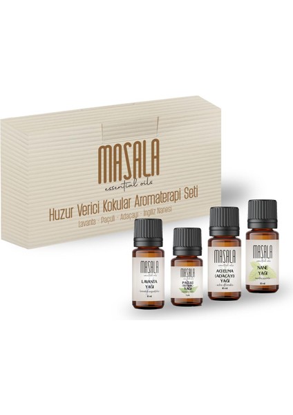 Huzur Verici Aromaterapi Seti - Peaceful Aromatherapy Kit (Nane 10 ml -Adaçayı 10 ml - Lavanta 10 ml -Paçuli 5 Ml)