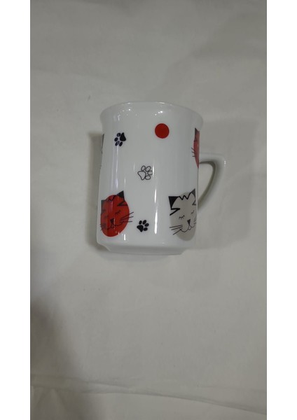 Cats By Lyn Kupa Cat Pati Kafa Kırmızı Kedi Porselen Beyaz Tekli 200 cc