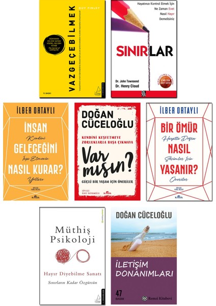 Vazgeçebilmek - Sınırlar - İnsan Geleceğini Nasıl Kurar? - Bir Ömür Nasıl Yaşanır? - Var Mısın? - İletişim Donanımları - 7 Kitap