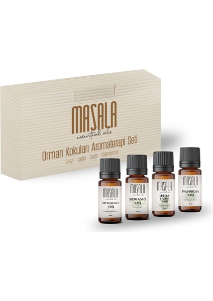 Orman Kokuları Aromaterapi Seti - Forest Scents Aromatherapy Kit (Sedir Ağacı 10 ml -Ladin 10 ml - Selvi Ağacı 10 ml -Palmarosa 10 Ml)