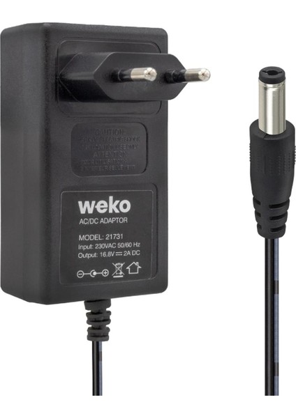 16.8 Volt - 2 Amper 5.5*2.5 Uçlu Kırmızı Yeşil Ledli Priz Tipi Şarj Adaptörü