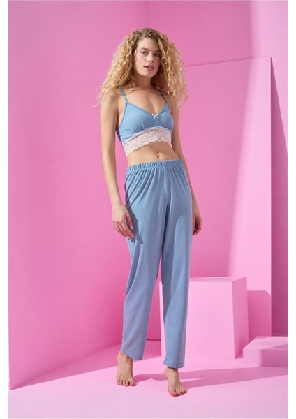 Mir Collection Dantelli Crop 3'lü Pijama Takım