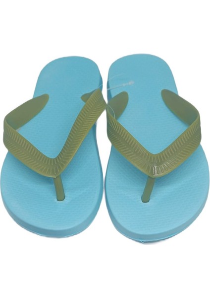 Parmak Arası Anatomik Taban Dayanıklı Günlük Terlik Plaj Deniz Terliği Mavi Haki Düz